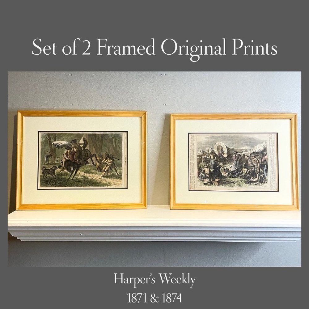 Antique Framed Art | Original Harper’s Weekly Illustrations | High Quality Glass - Picture 2 of 10